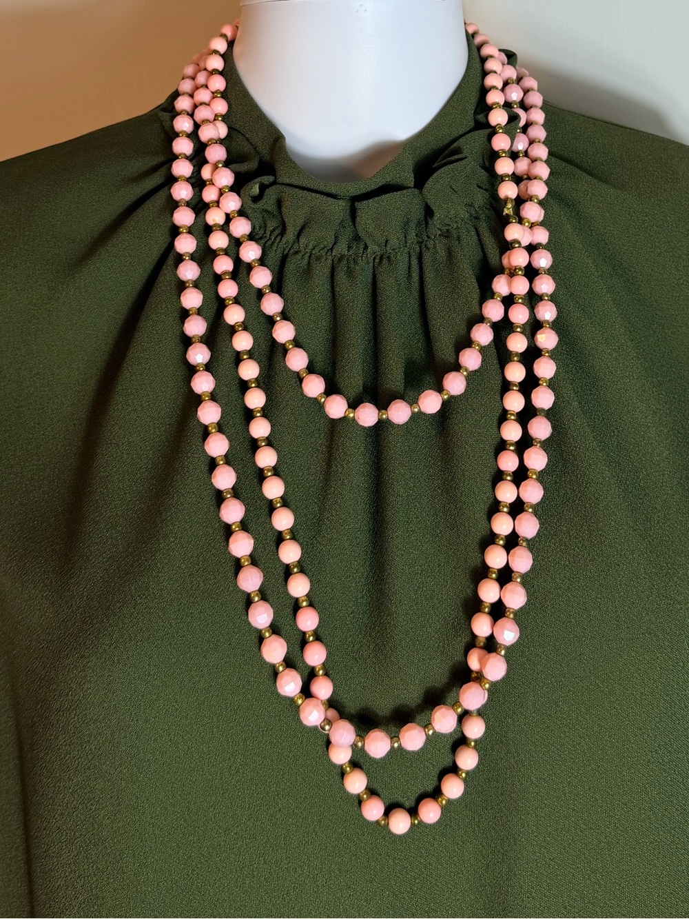 Vintage Pink Beaded Necklaces Set of 2 Long Layering